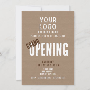 Invitation Rustic Simple Business Logo Grand Ouverture