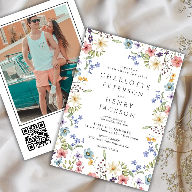 Invitation Rustic Spring Élégant Fleur sauvage Mariage photo (Créateur téléchargé)