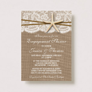 Invitation Rustic Starfish Beach Fiançailles Douche Ou Fête