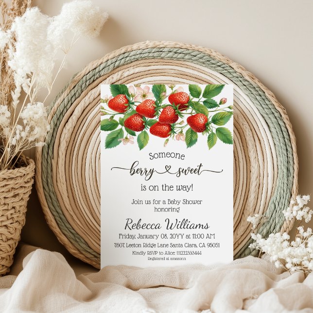 Invitation Rustic Strawberry Red Berry Sweet Baby Shower (Créateur téléchargé)