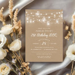 Invitation Rustic String Lights Anniversaire Fête BBQ Invitat<br><div class="desc">Des invitations à dîner au barbecue sur mesure et abordables avec un modèle facile à utiliser pour la personnalisation. Ce design rustique chic présente des brins de lumières à cordes brillantes et des jarres de maçon sur un arrière - plan en papier imitation kraft. Personnalisez l'invitation avec les détails de...</div>