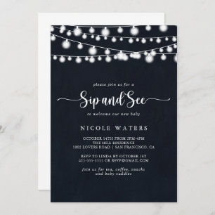 Invitation Rustic String Lights Calligraphy Signez et consult
