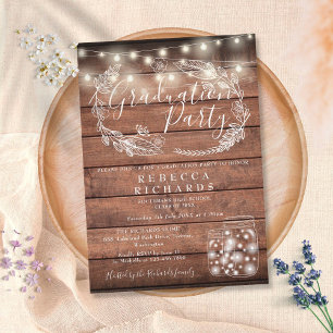Invitation Rustic String Lights Mason Jars Graduation Party