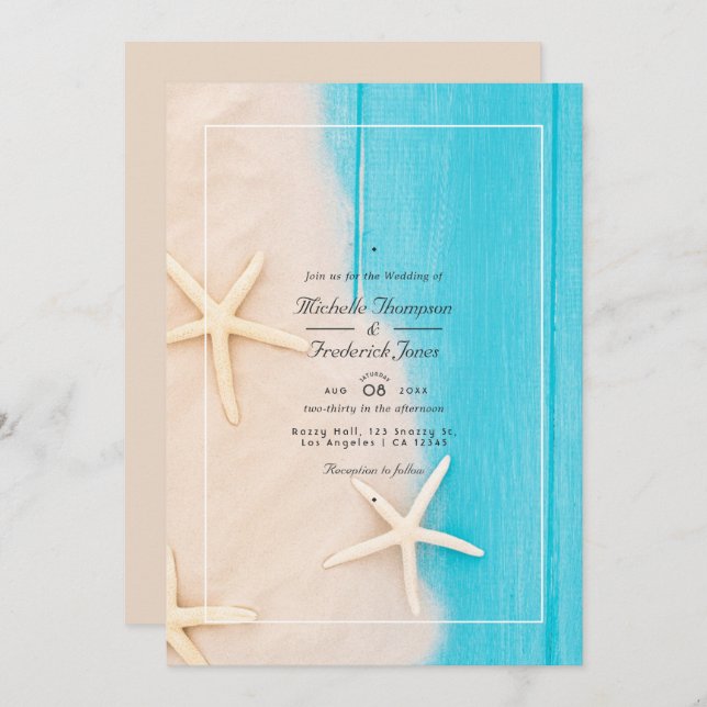 Invitation Rustic Summer QR Code RSVP Beach Mariage (Devant / Derrière)