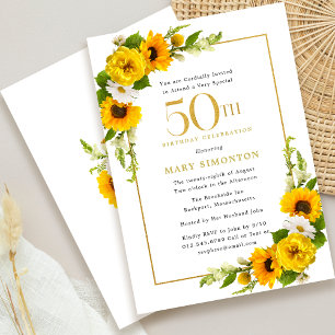Invitation Rustic Sunflower 50e fête d'anniversaire