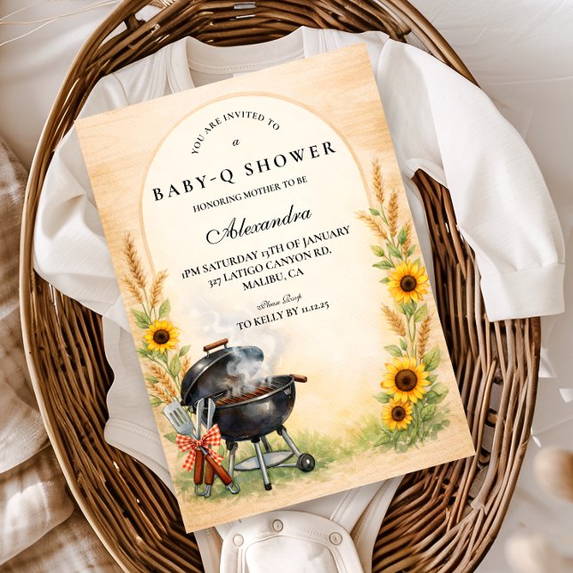 Invitation Rustic Sunflower Baby Q Baby Shower (Créateur téléchargé)