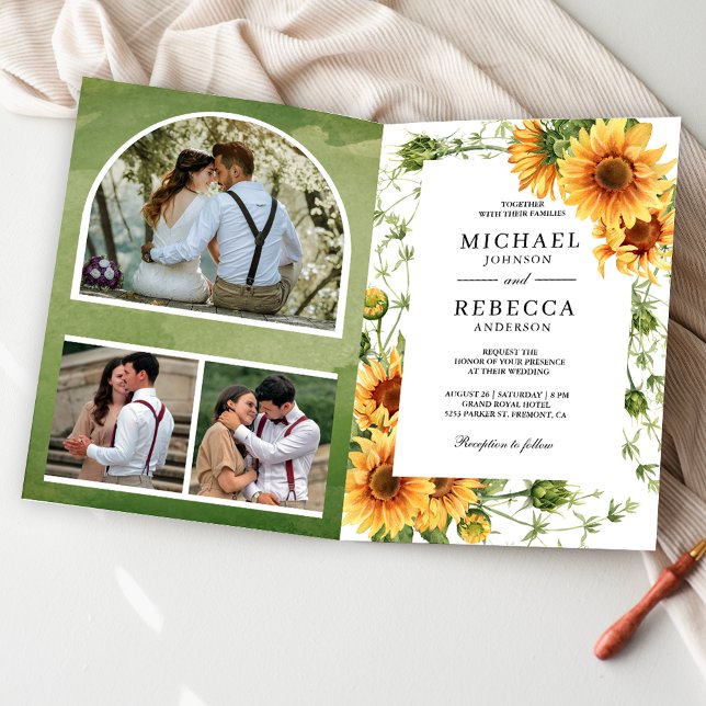 Invitation Rustic Sunflowers Photo Arch QR Code Wedding (Créateur téléchargé)