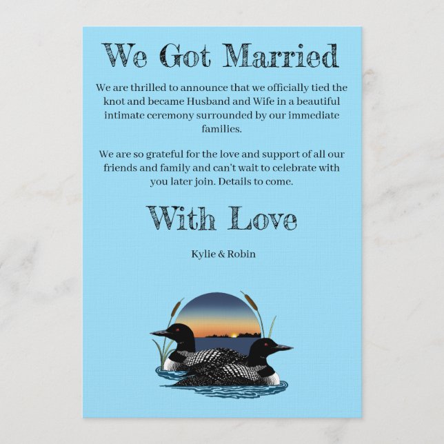 Invitation Rustic Sunset Vintage Loons Lake  (Devant)