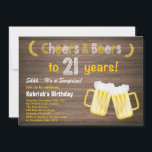 Invitation Rustic Surprise Cheers et Bières 21e anniversaire<br><div class="desc">Rustic Surprise Cheers and Beers Invitation du 21e anniversaire. Anniversaire adulte. Anniversaire de la bière pour hommes. Tableau noir et blanc Arrière - plan. Pour plus de personnalisation,  cliquez sur le bouton "Customiser" et utilisez notre outil de conception pour modifier ce modèle.</div>