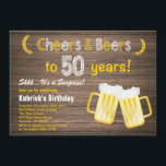 Invitation Rustic Surprise Cheers et Bières 50e anniversaire<br><div class="desc">Rustic Surprise Cheers and Beers 50th Birthday Invitation. Anniversaire adulte. Anniversaire de la bière pour hommes. Tableau noir et blanc Arrière - plan. Pour plus de personnalisation,  cliquez sur le bouton "Customiser" et utilisez notre outil de conception pour modifier ce modèle.</div>