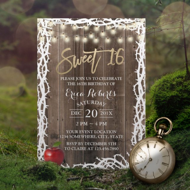 Invitation Rustic Sweet 16 Fairytale Apple & Thorn Anniversai (Créateur téléchargé)