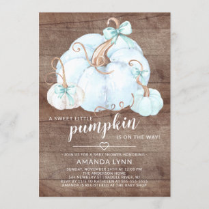 Invitation Rustic Sweet Petit Citrouille Baby shower garçons