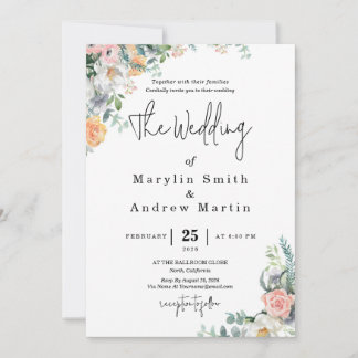 Invitation Rustic Terracotta and Orange Autumn Floral wedding