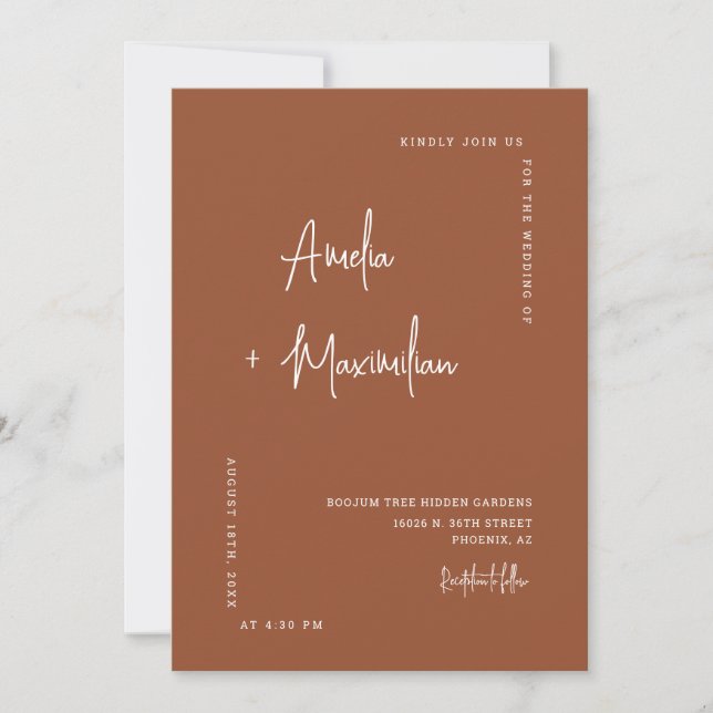 Invitation Rustic Terracotta Fall QR Code Mariage Photo (Devant)