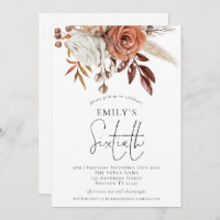 Rustic Terracotta Florals Soixantième anniversaire