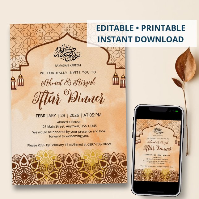 Invitation Rustic Terracotta Mandala Ramadan Iftar Dinner (Créateur téléchargé)