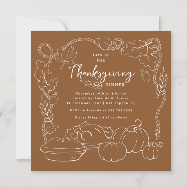 Invitation Rustic Thanksgiving Diner (Devant)