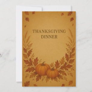 Invitation Rustic Thanksgiving Diner Citrouille