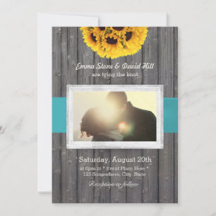 Invitation Rustic Tournesol Grange Bois Mariage photo personn