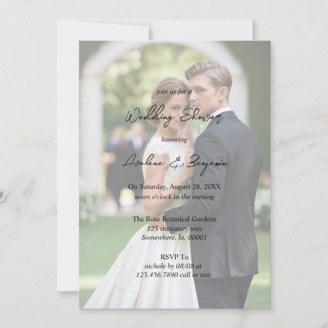 Invitation Rustic Tree Bark Heart Gradient Photo Mariage (Devant)