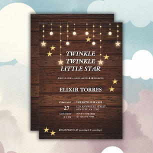 Invitation Rustic Twinkle Twinkle Little Star Baby shower