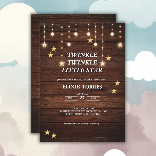Invitation Rustic Twinkle Twinkle Little Star Baby shower (Créateur téléchargé)