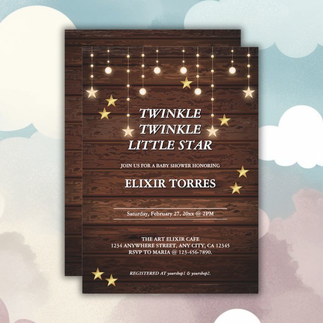 Invitation Rustic Twinkle Twinkle Little Star Baby shower (Créateur téléchargé)