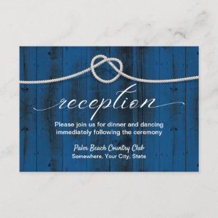 Invitation Rustic Tying Knot Navy Beach Wedding Réception