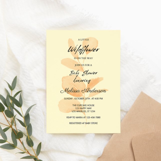 Invitation Rustic Un Baby shower De Petite Fille Fleur sauvag (Créateur téléchargé)