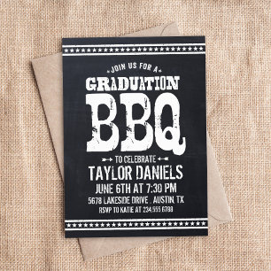 Invitation Rustic Vintage Chalkboard Graduation Party BBQ