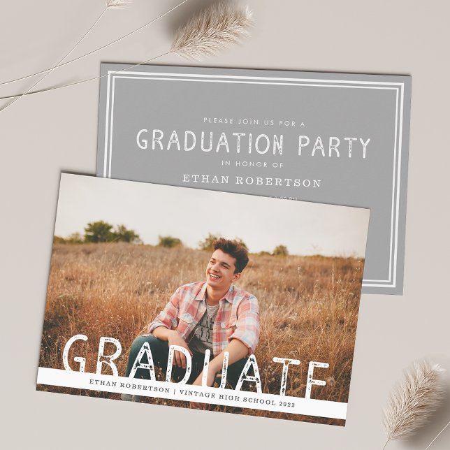 Invitation Rustic Vintage Photo Graduation Party (Créateur téléchargé)