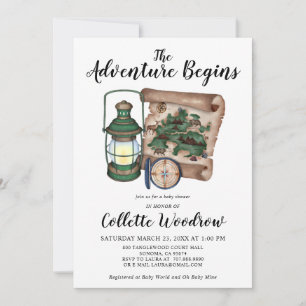 Invitation Rustic Watercolor Adventure commence le Baby showe