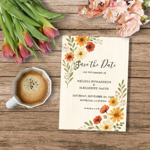 Invitation Rustic Watercolor fleurs mariage Enregistrer la da