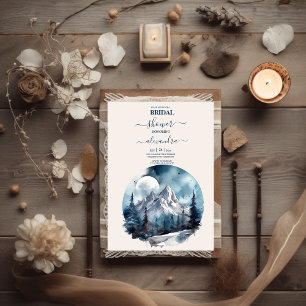 Invitation Rustic Watercolor Mountain Forest Bride d'hiver