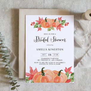 Invitation Rustic Watercolor Pumpkins Fall Bridal Shower