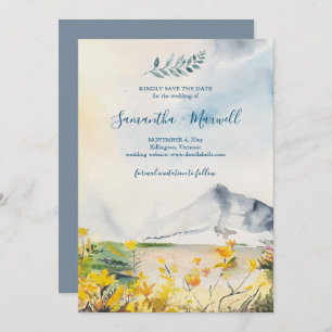 Invitation Rustic Watercolor Spring Mountain Enregistrer la d
