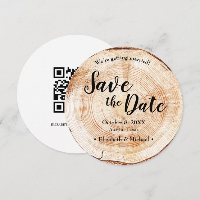 Invitation Rustic Wedding Save the date QR Code website (Devant / Derrière)