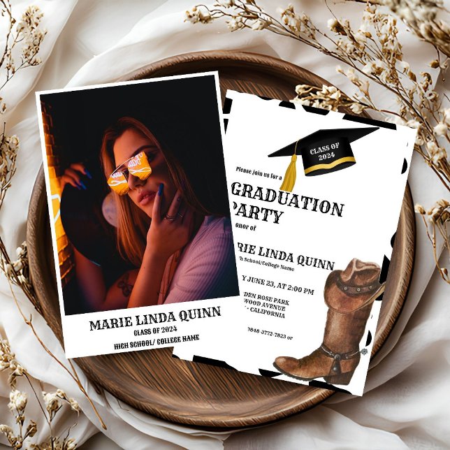 Invitation Rustic Western Cowboy Graduation Party (Créateur téléchargé)
