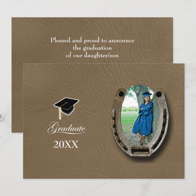 Invitation Rustic Western Hi-School Graduation Announcement  (Devant / Derrière)
