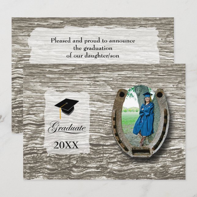 Invitation Rustic Western Hi-School Graduation Announcement  (Devant / Derrière)