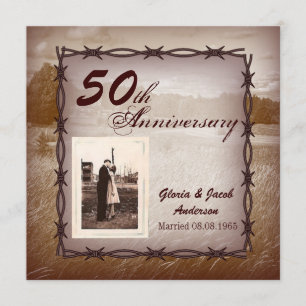 Invitation Rustic Western Pays 50ème anniversaire