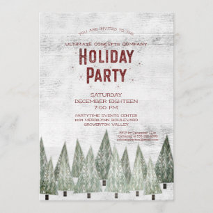 Invitation Rustic White Wood & Trees Company Fête de vacances