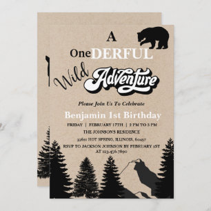 Invitation Rustic Wild One Aventure Première fête d'anniversa