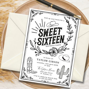 Invitation Rustic Wild West Sweet sixteen fête d'anniversaire