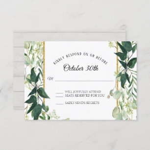 Invitation Rustic Winery Eucalyptus Foliage Gris Bois RSVP