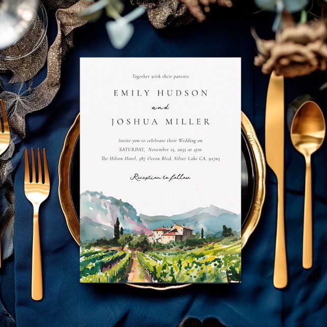 Invitation Rustic Winery Mariage paysage (Créateur téléchargé)