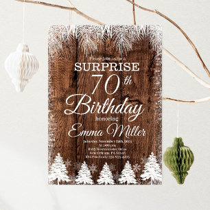 Invitation Rustic Winter 70e fête d'anniversaire