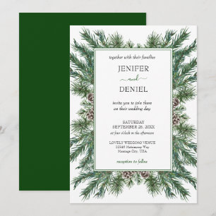 Invitation Rustic Winter Berry Pine Mariage de verdure