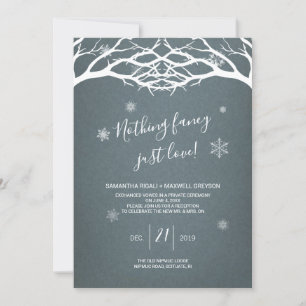 Invitation Rustic Winter Birch Elopement