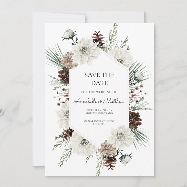 Invitation Rustic Winter Holiday Enregistrer la date (Devant)